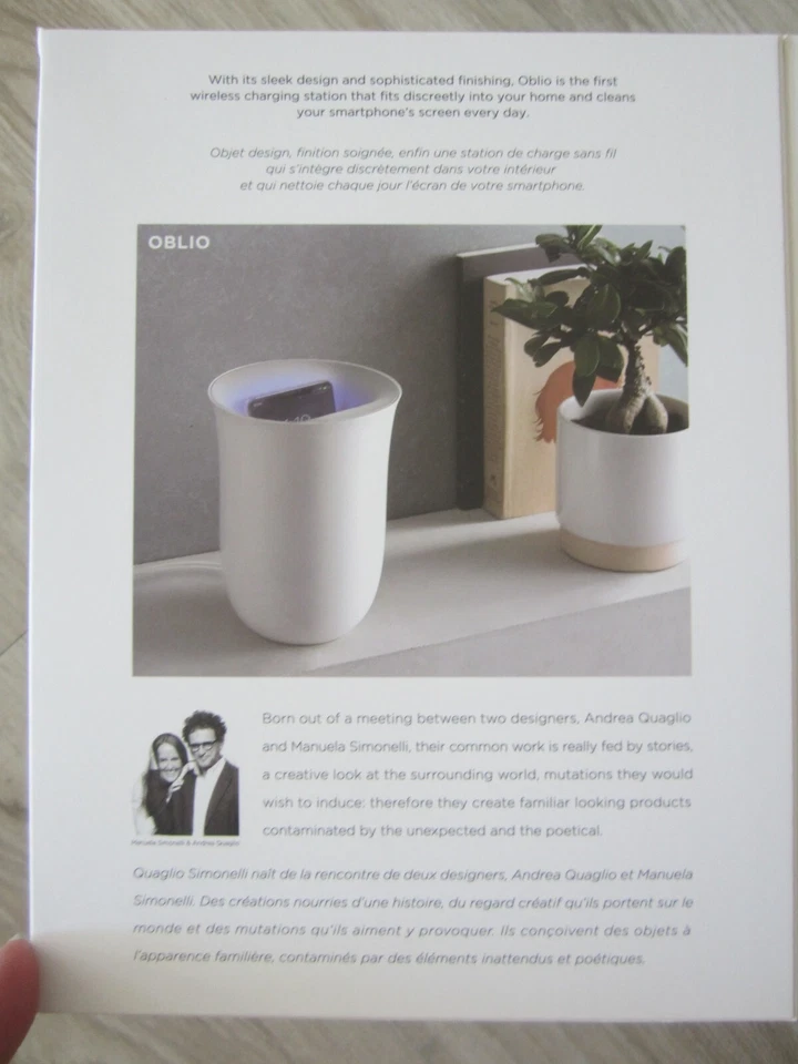 Lexon Oblio Wireless Charging Station With Built-in Uv Sanitizer Phones White - Image 2 of 4