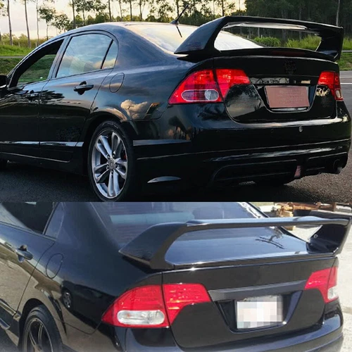 For Honda Civic Sedan 2006-2011 JDM MUGEN Style Rear Trunk Spoiler Gloss Black - Picture 2 of 14