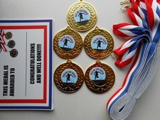 RUGBY - MAN OF THE MATCH MEDALS  X 5 - METAL 50MM/ RIBBON/CERTIICATE/QUALITY