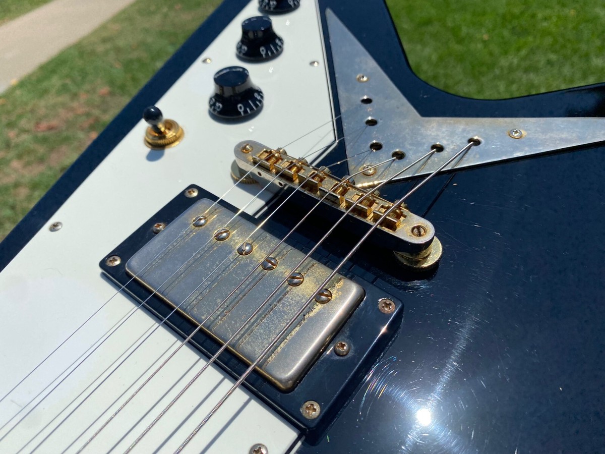 2001 Epiphone Flying V Korina 1958 Reissue Black Unsung Korea