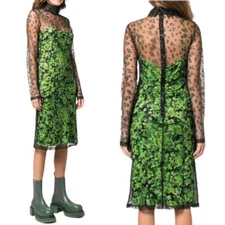 NEW Stine Goya Ibi Floral Pointilism Mesh Overlay Dress with Flaw XS Retail $390