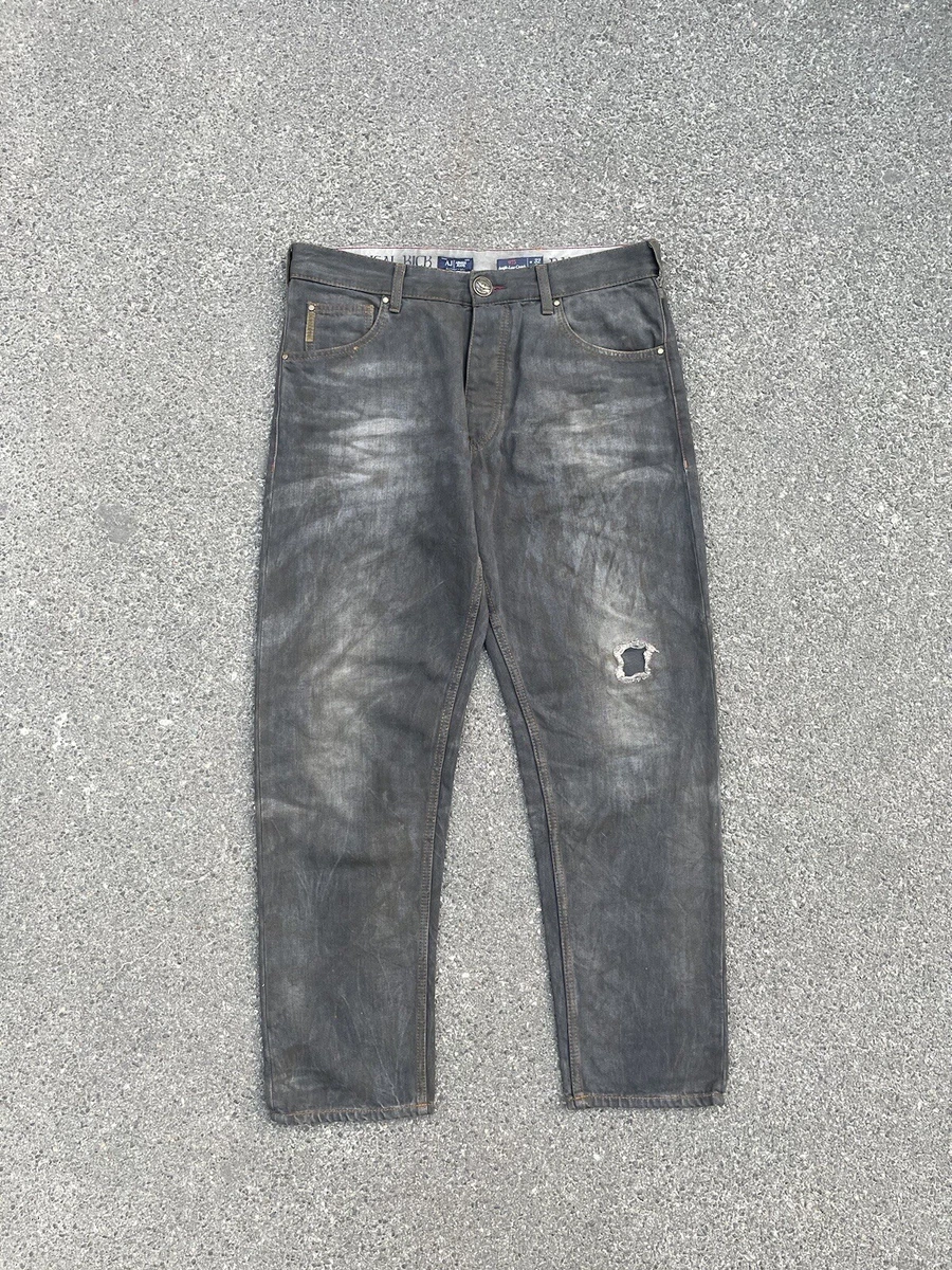 Armani Jeans Gray Faded Washed Smoke Deestress Y2K Jeans Size 32 Made in Tunisia