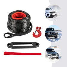 3/8"x100ft , 1/2"x92 ft Synthetic Winch Rope 23,809LBs Line Cable with Hook Hot