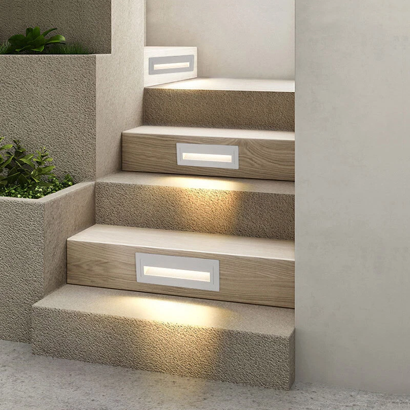 6W LED Outdoor Foot Lamp Fixture Recessed Corner Stair/Step Wall Lamp Wiring Box - Image 4 of 4