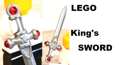 LEGO JEWELED Sword LONG Pointed Silver Blade Embossed Engraved Ruby Gems Hilt