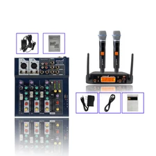 4-Channel Audio Mixer BT DJ Mixing Console Mixing UHF Church Handheld Microphone