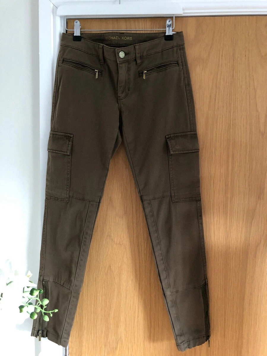 Authentic MICHAEL KORS Khaki Green Trousers Jeans UK 8 size 26 US 2