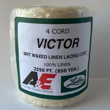Waxed LINEN CORD lacing thread 4-cord rug braiding weaving twine 1# roll 850yd