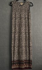 VTG Rafael Maxi Sleeveless Dress w/Jacquard, Paisley Fair Isle Earth Browns Sz S