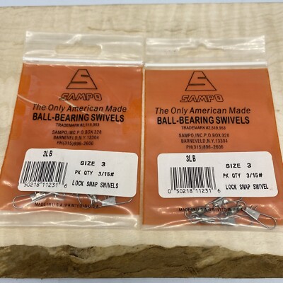 (2 Packs) Sampo 3LB Ball Bearing Interlock Snap Swivel 15LB Test 3CT Made in USA