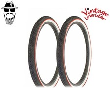 2 (TWO) Vintage Original Lowrider Tire 20" x 1.75" HF-120A Black/White RED Line