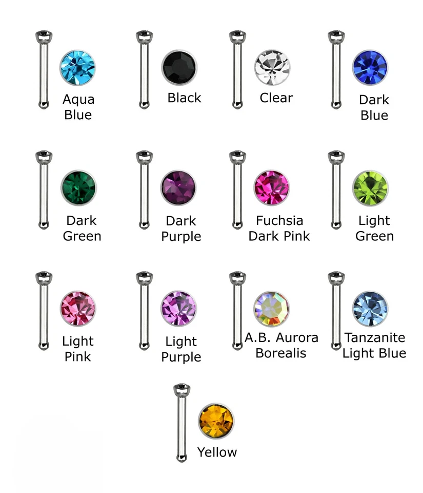20G MIX NOSE BONE 316L Surgical Stainless CZ Gem Stud Ring Lip Ear Piercing 1361 - Image 4 of 4
