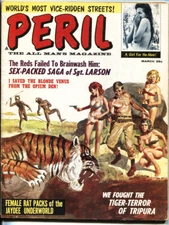 Peril 6/1963-Tiger attack cover-Pulp magazine-Cheesecake pix