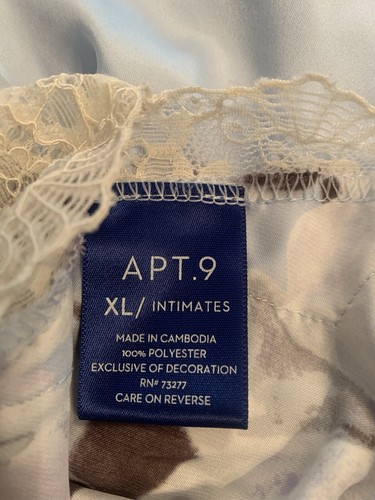 Apt 9 nightgown xl gown chemise satin Blue floral lace Deep Back line 40” Chest - Picture 6 of 8