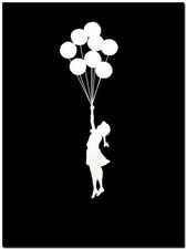 BANKSY STREET ART CANVAS PRINT Girl & Balloons black 8"X 10" stencil poster