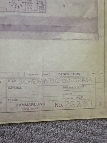 BLUEPRINT Drawing HAMMARLUND HQ-170 Communications Receiver Radio - Zdjęcie 2 z 10