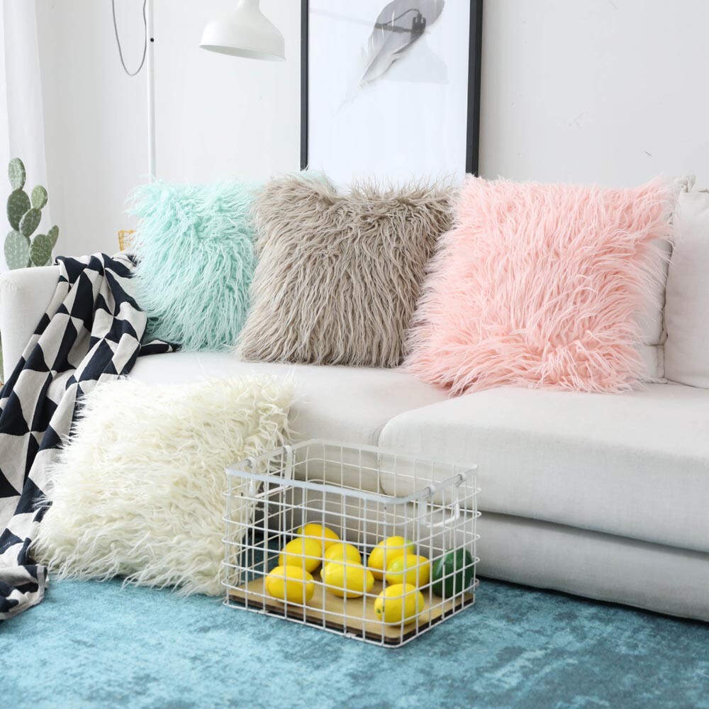 Soft Shaggy Faux Fur Pillow Cases Fluffy Throw Bed Sofa Cushion Cover Home  Decor - Main Image