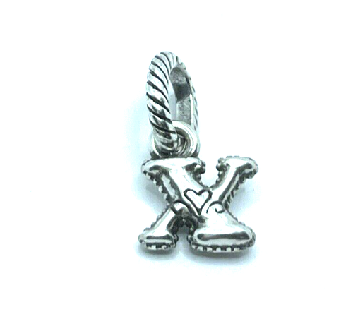 Brighton Letter "X" Lowercase "x" Heart Alphabet Alpha Silver Charm - Picture 6 of 6