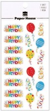 Birthday Balloons/Banner, Holographic scrapbook stickers - Paper House ST4015