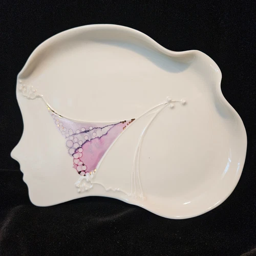 Carolyn Carroll Porcelain Trinket Dish Vanity Plate Art Deco Nouveau Vintage