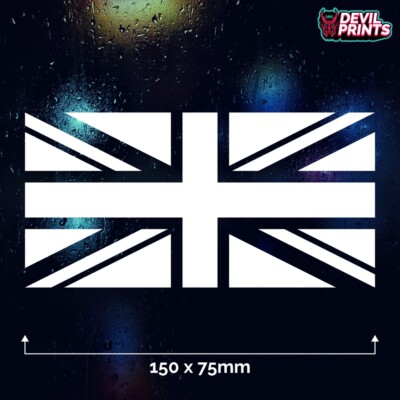 2x White Union Jack Vinyl Decals | Car Van Bike Laptop Stickers | Matte Finish | UK Made 4 thumbnail image