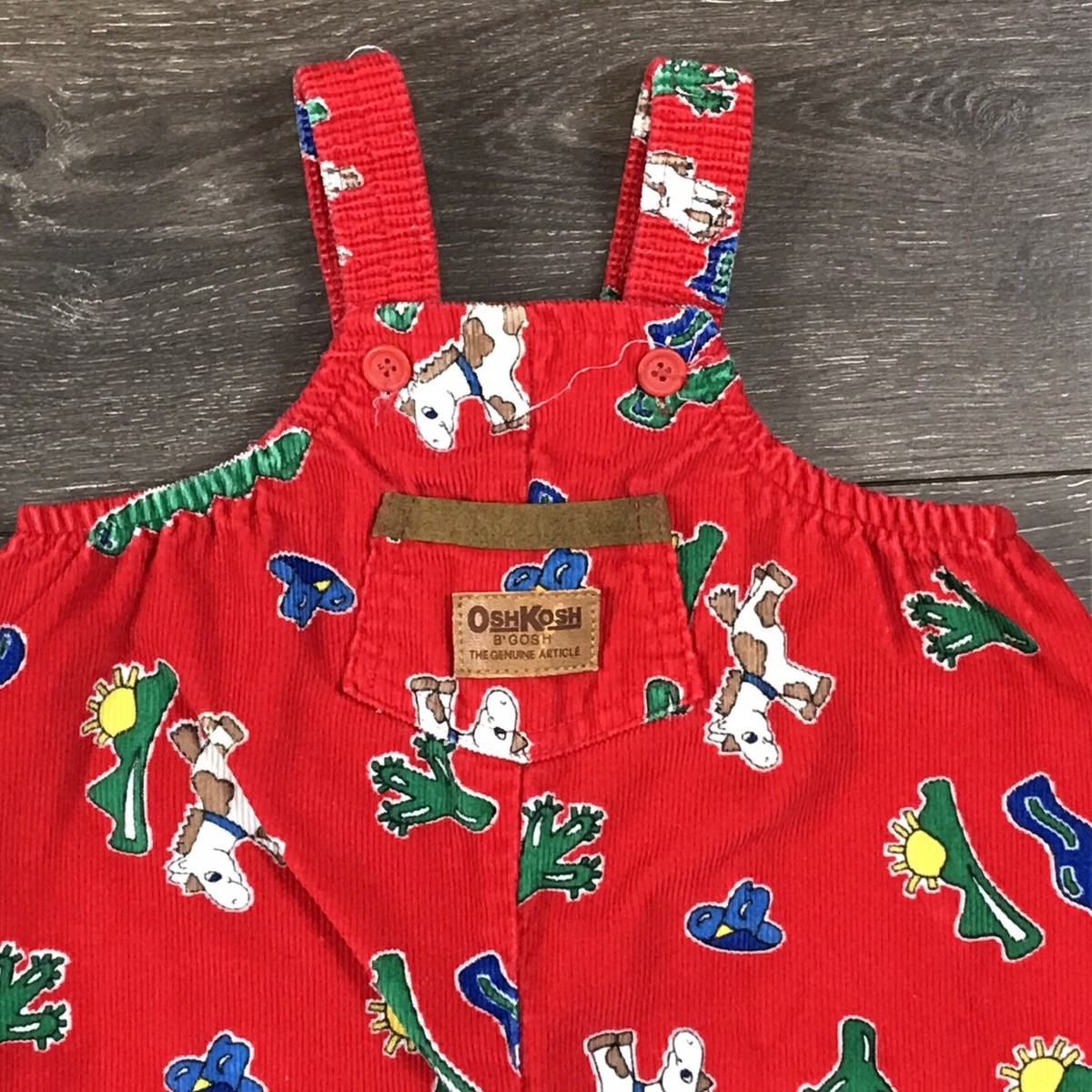 OshKosh B'Gosh Boys Vintage 90s Cowboy Corduroy Christmas Overalls