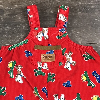 OshKosh B'Gosh Boys Vintage 90s Cowboy Corduroy Christmas Overalls