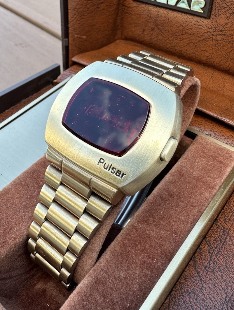 Vintage Pulsar P2 LED Watch 14K GF Time Computer *NEAR MINT W/BOX*