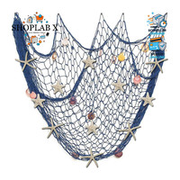 Wanddekoration Fischernetz Mit Muscheln Und Seesternen 150Cm × 200Cm Strandparty