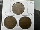 Wholesale Lot Of 3 Indian Cent Coins 1880 1881 1882 Good / VG
