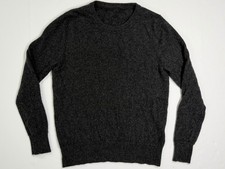 Suéter de cachemir para mujer cuello redondo sin marca gris carbón talla pequeña manga larga