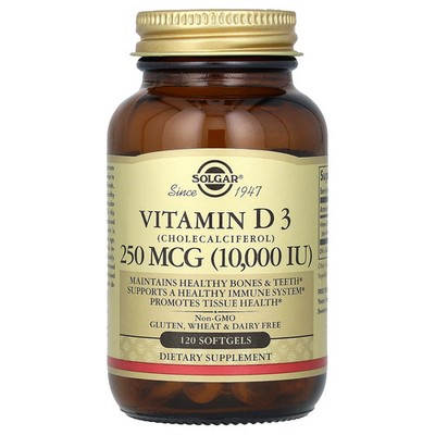 Vitamin D3 (Cholecalciferol), 250 mcg (10,000 IU), 120 Softgels