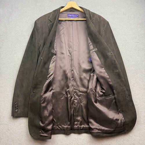 Ralph Lauren Purple Label Jacket Men 44L Suede 100% Lambskin Pockets Italy Made - Picture 11 of 17