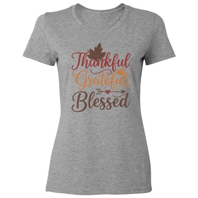 Thankful Grateful Blessed - Family Thanksgiving Ladies' Crewneck T-Shirt