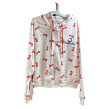 NEW Women's Sanrio Hello Kitty Bow Zip-Up Graphic Hoodie - Pink Size Small