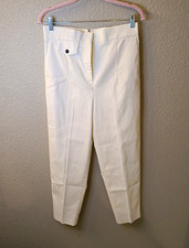 ZARA Women  s Ivory Solid High Rise Dress Pants L 26" Inseam Cotton Blend Button
