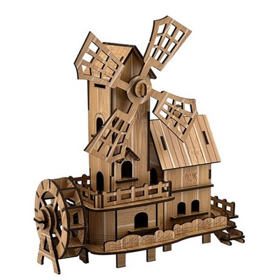 MPIUET 3D Puzzles for Adults, Log Cabin DIY Wooden House Waterwheel Cottage 