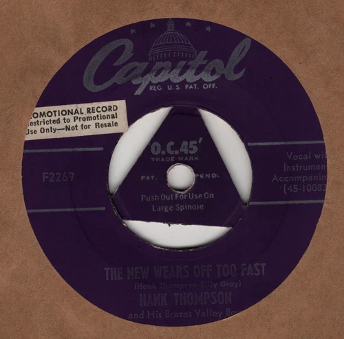 HILLBILLY BOP - HANK THOMPSON - The New Wears Off Too Fast/Walking On my Heart