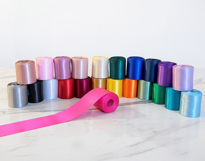 Rolled Up 2'' SINGLE FACE SATIN Ribbon 100% Polyester Choose Color & Yards
