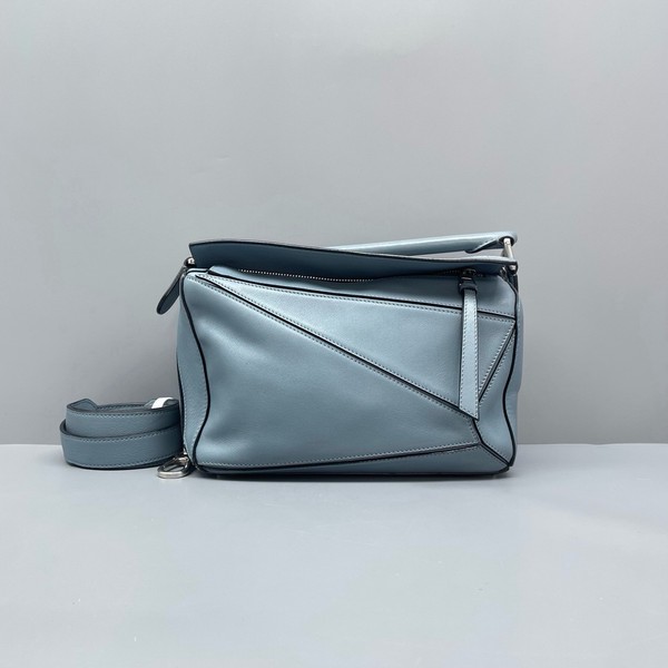 Authentic Pre-owned Loewe Light Blue Leather Puzzle Small Shoulder Bag