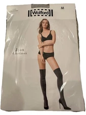 Wolford Joan Overknees Thigh High Stockings  Arctic Grey/lurex Size Medium New