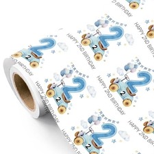 Racing Car 2nd Birthday Wrapping Paper Roll - Mini Roll - 17 Inch x 16.5 Feet