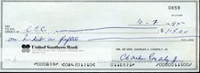 Charlie Conerly Jsa Authenticated Signed Hof Personal Check  Autograph