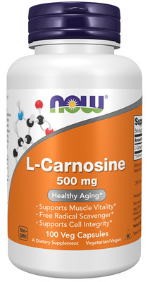 NOW Foods L-Carnosine 500mg 100 Veg Caps Free Radical Scavenger 11/28EXP