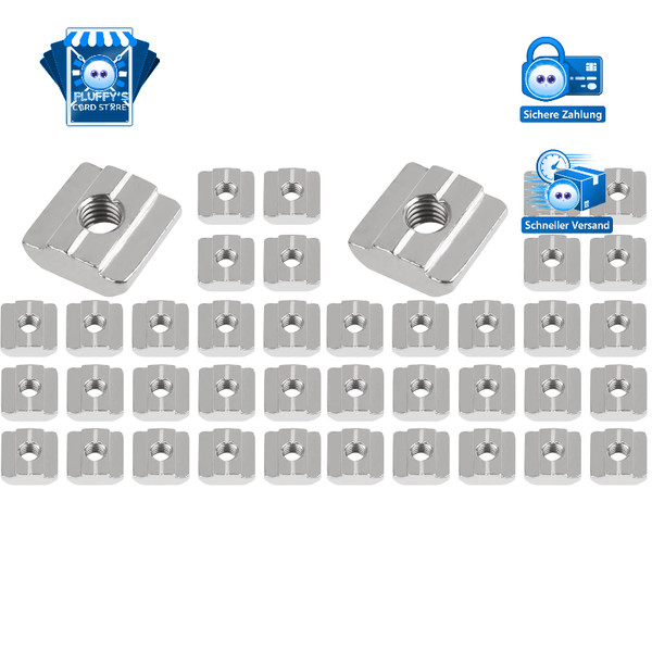 Nutensteine Set M8 Typ B 20 StüCk Kohlenstoffstahl FüR Aluminiumprofil 30-Serie-image