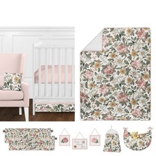 Sweet Jojo Designs Girl Baby Crib Bedding Set - Vintage Floral Pink