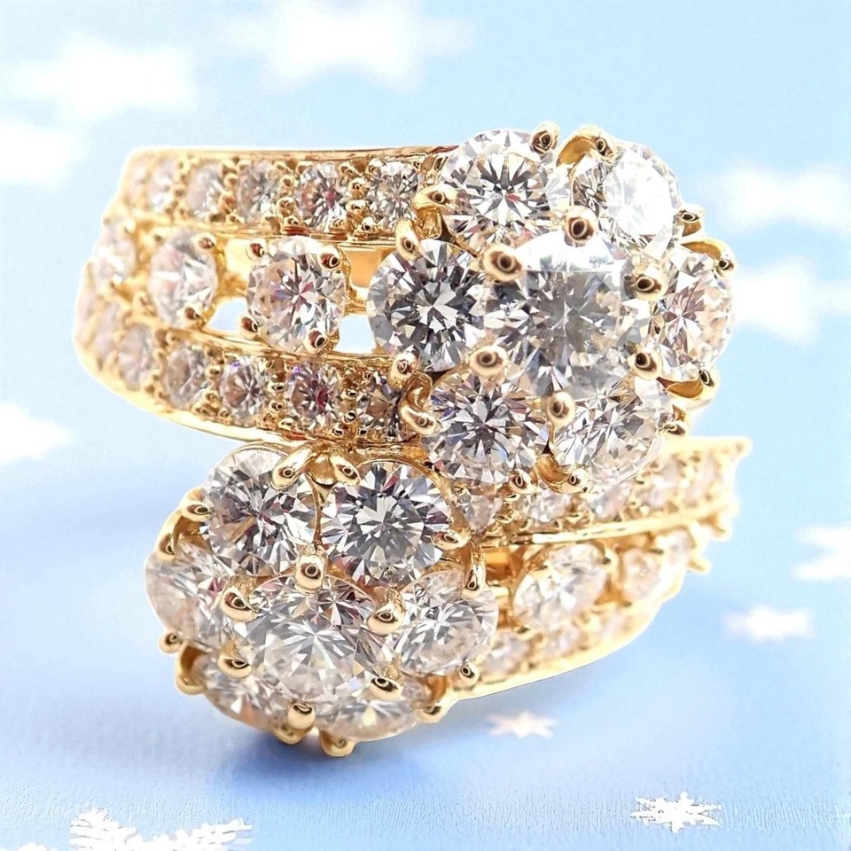 ¡Auténtico! Anillo Van Cleef & Arpels Copo de Nieve Oro Amarillo 18k Diamantes Dos Flores Foto 2 de 4