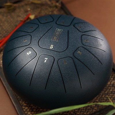 Steel Tongue Drum 6 Zoll 8 Töne Handpan Percussion Instrument Blau mit Zubehör