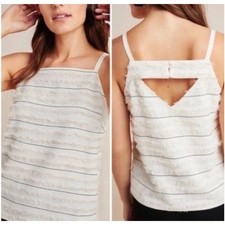 Maeve by Anthropologie women's 8 Quinn Fringe Textured Cami Tank Top Square Neck