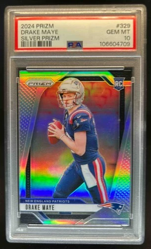 2024 Prizm Drake Maye RC Silver Rookie #329 Patriots PSA 10